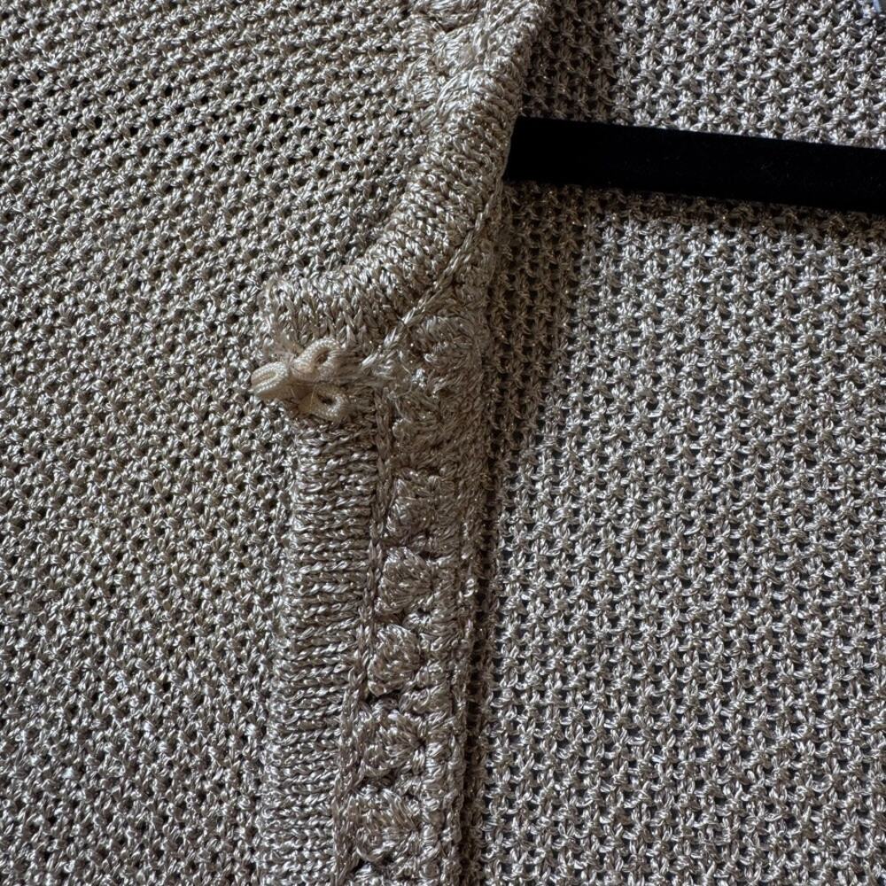 Chico's Travelers Collection Open Front Metallic Knit Cardigan Gold Size 1 (M) - Picture 5 of 10